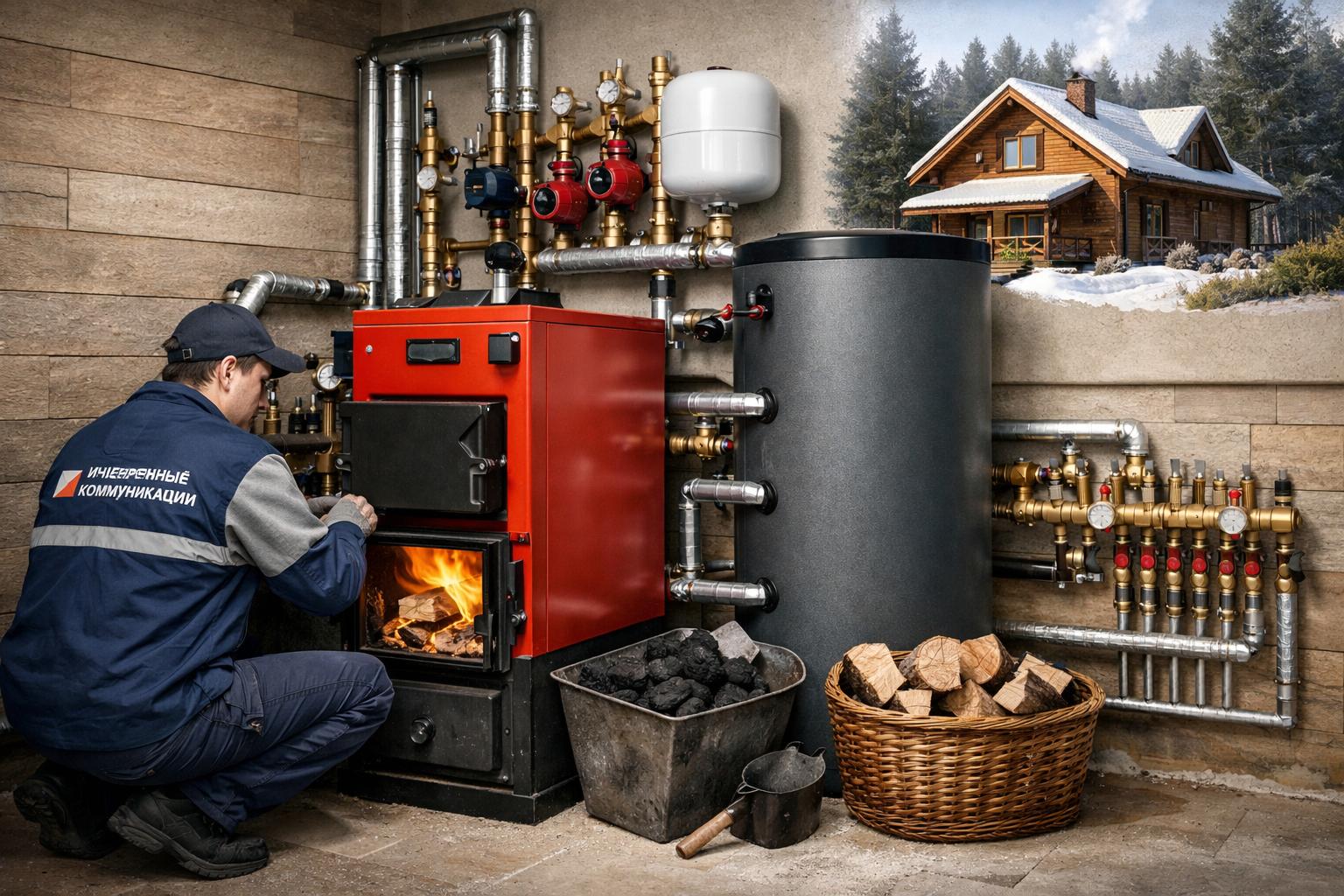 Почему в Чеховском районе предпочитают монтаж твердотопливного отопления от «Инженерные коммуникации»