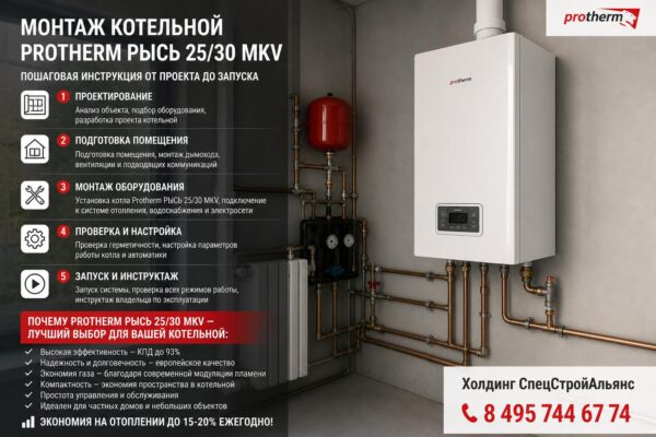 Установка газового котла в котельной