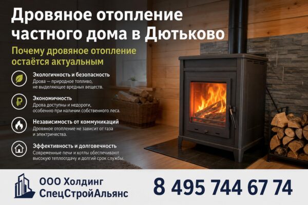 Дровяное отопление частного дома в Дютьково