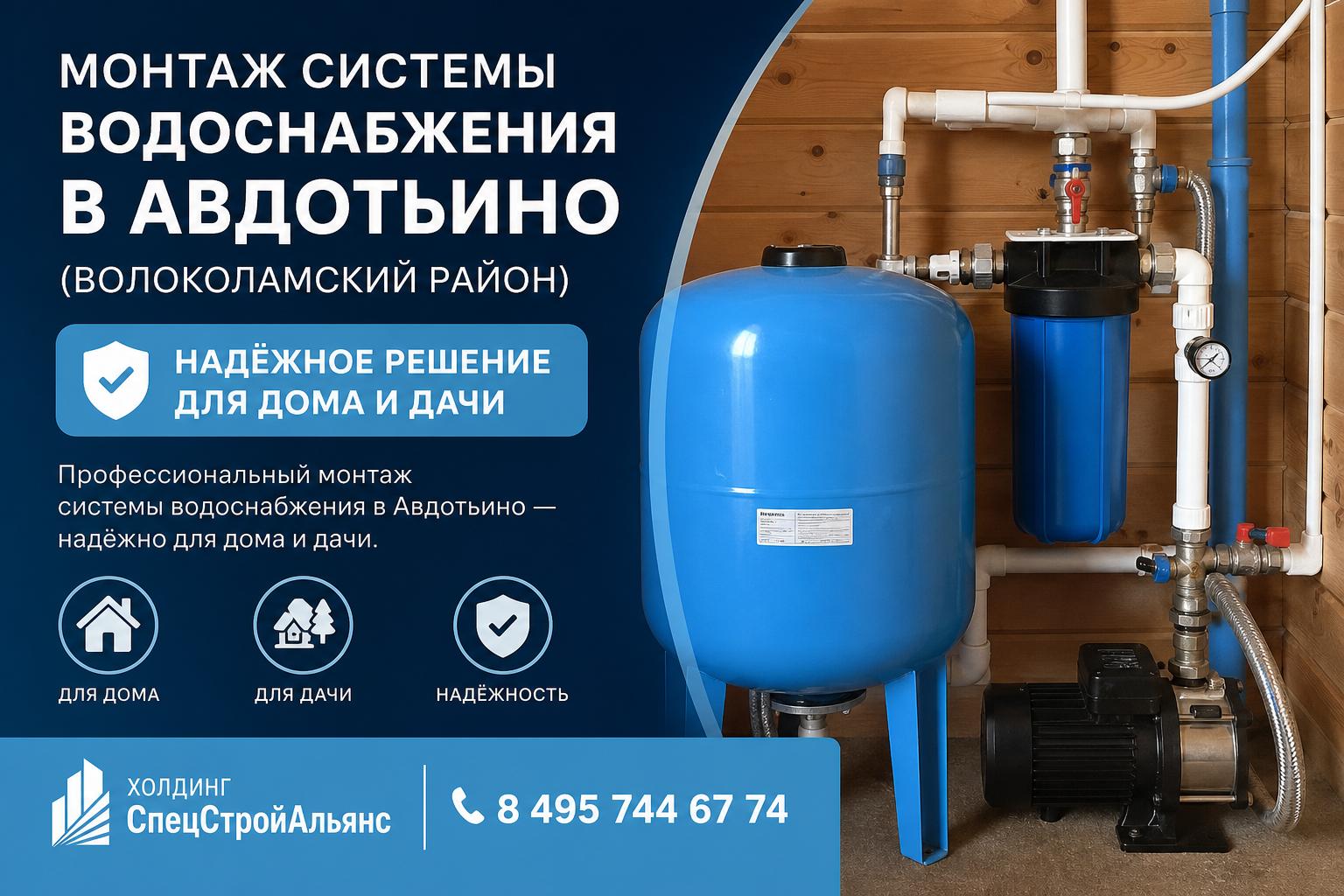 Профессиональный монтаж системы водоснабжения в Авдотьино — надёжно для дома и дачи