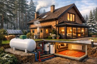 Комбинированное отопление коттеджа от газгольдера