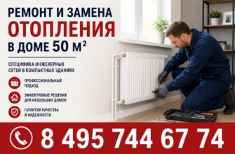 Ремонт и замена отопления в доме 50 м²
