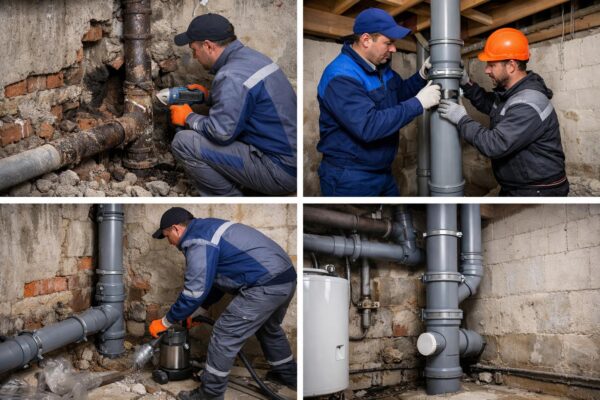 Замена стояка канализации в частном доме