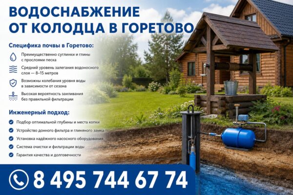 Водоснабжение от колодца в Горетово