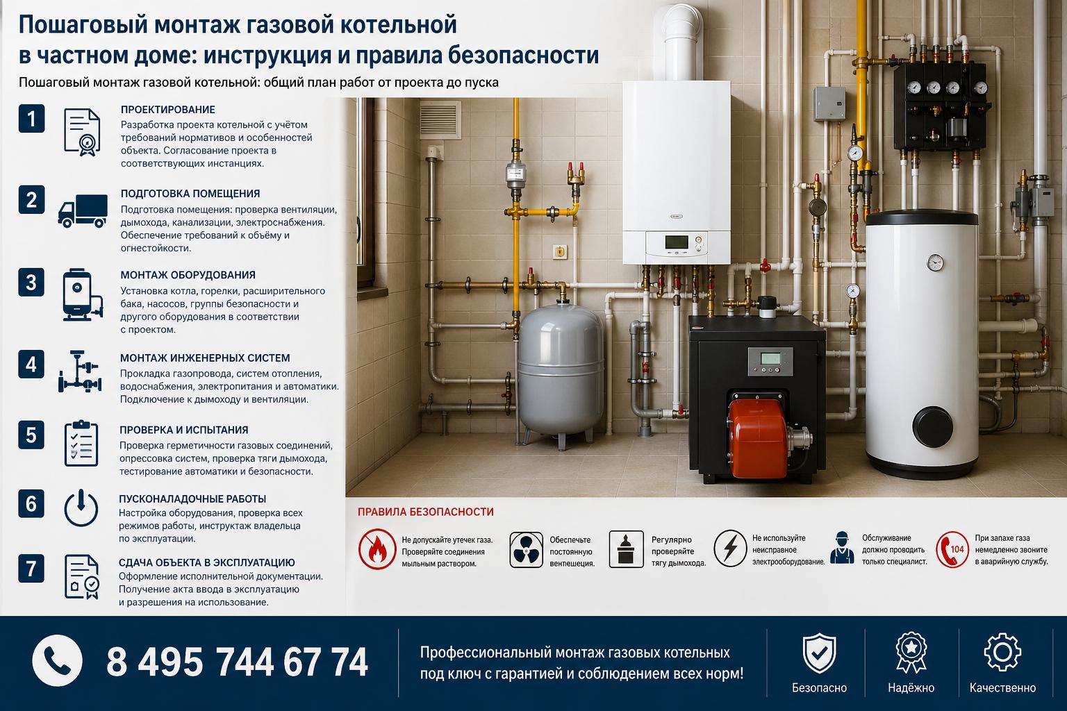 Пошаговый монтаж газовой котельной: общий план работ от проекта до пуска
