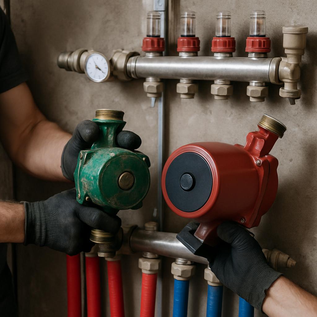 Замена насоса на коллекторе теплого пола частного дома