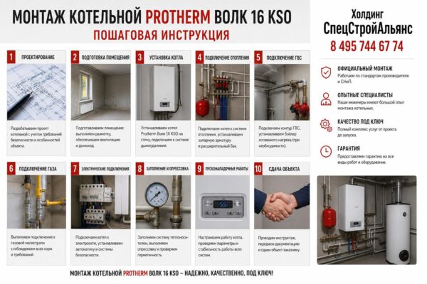 Монтаж котельной Protherm Волк 16 KSO