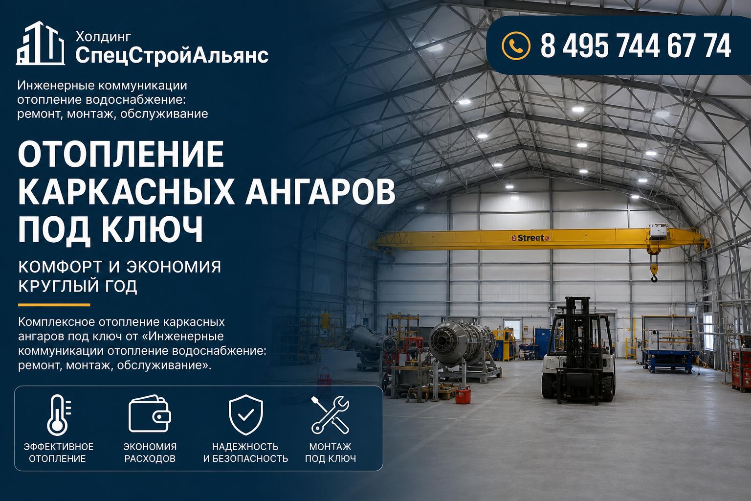 Комплексное отопление каркасных ангаров под ключ от «Инженерные коммуникации отопление водоснабжение: ремонт, монтаж, обслуживание»