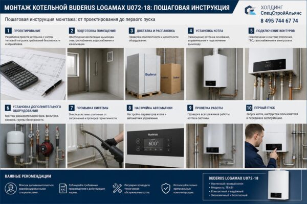 Монтаж котельной Buderus Logamax U072-18