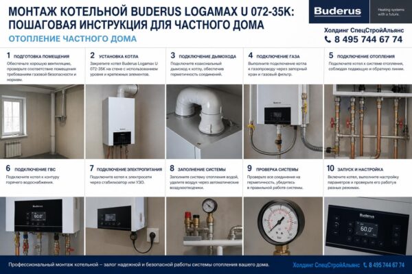 Монтаж котельной Buderus Logamax U 072-35K