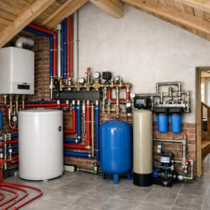 Монтаж отопления и водоснабжения в частном доме с мансардой