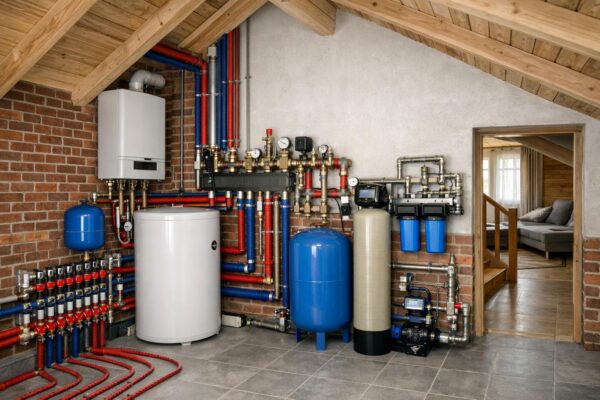 Монтаж отопления и водоснабжения в частном доме с мансардой