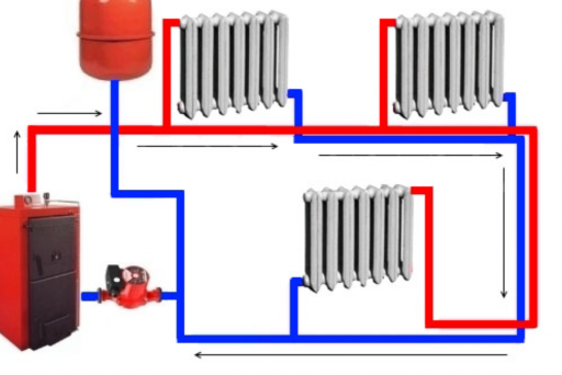 Схема двухтрубного отопления коттеджа