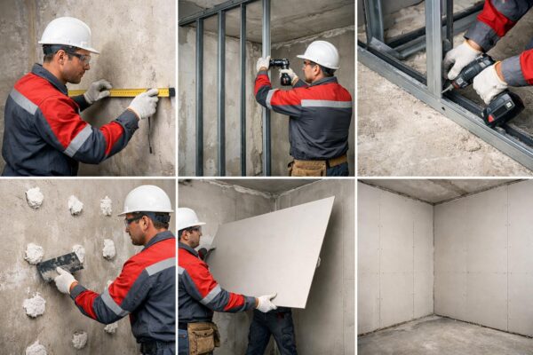 Выравнивание стен гипсокартоном