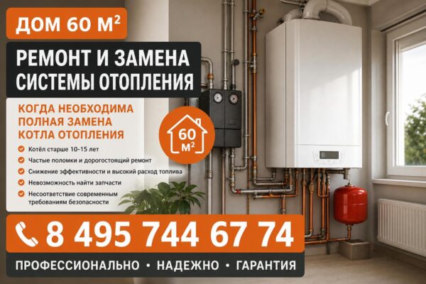 Дом 60 м² Ремонт и Замена Системы Отопления