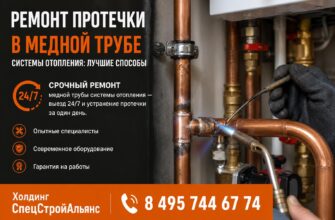 Ремонт протечки в медной трубе системы отопления