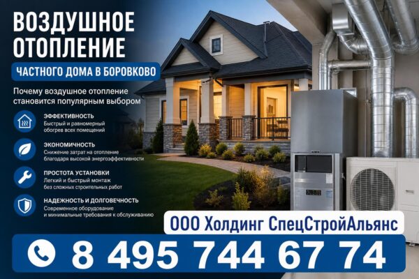 Воздушное отопление частного дома в Боровково