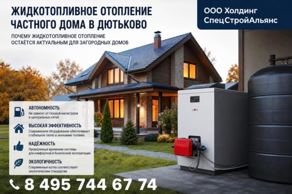 Жидкотопливное отопление частного дома в Дютьково