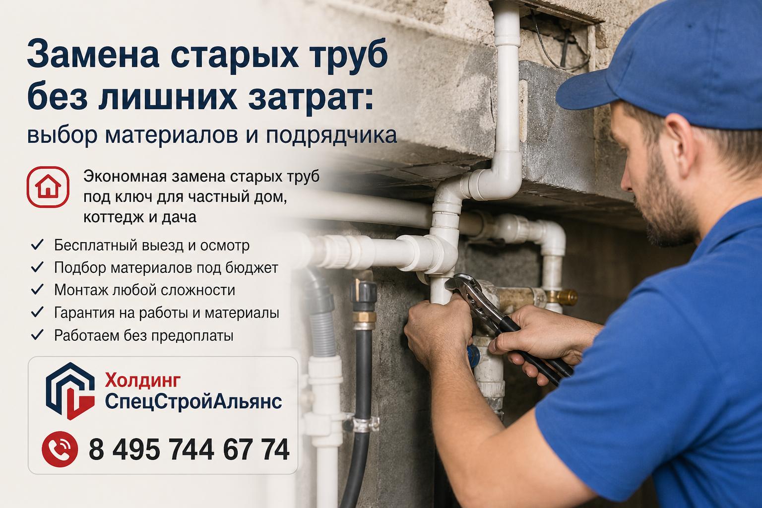 Экономная замена старых труб под ключ для частный дом, коттедж и дача Экономная замена старых труб под ключ для частный дом, коттедж и дача