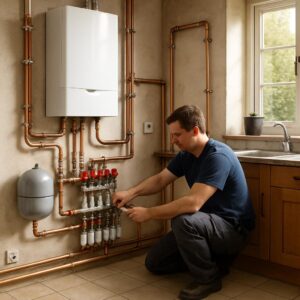 Отопление частного дома - монтаж на кухне