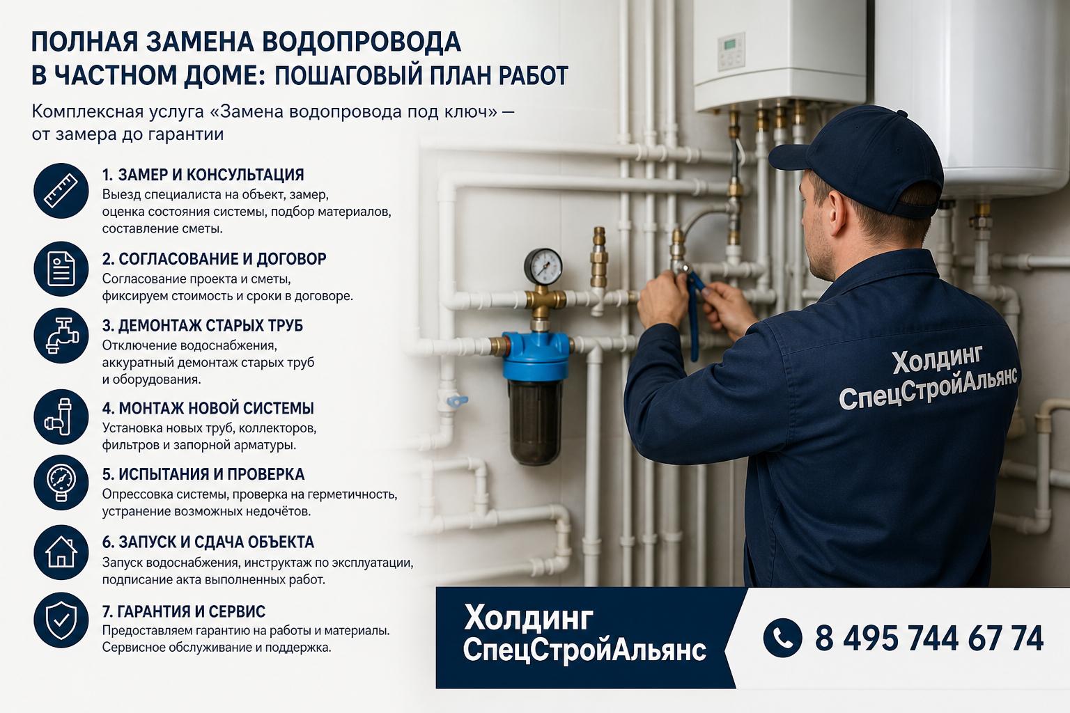 Комплексная услуга «Замена водопровода под ключ» — от замера до гарантии Комплексная услуга «Замена водопровода под ключ» — от замера до гарантии