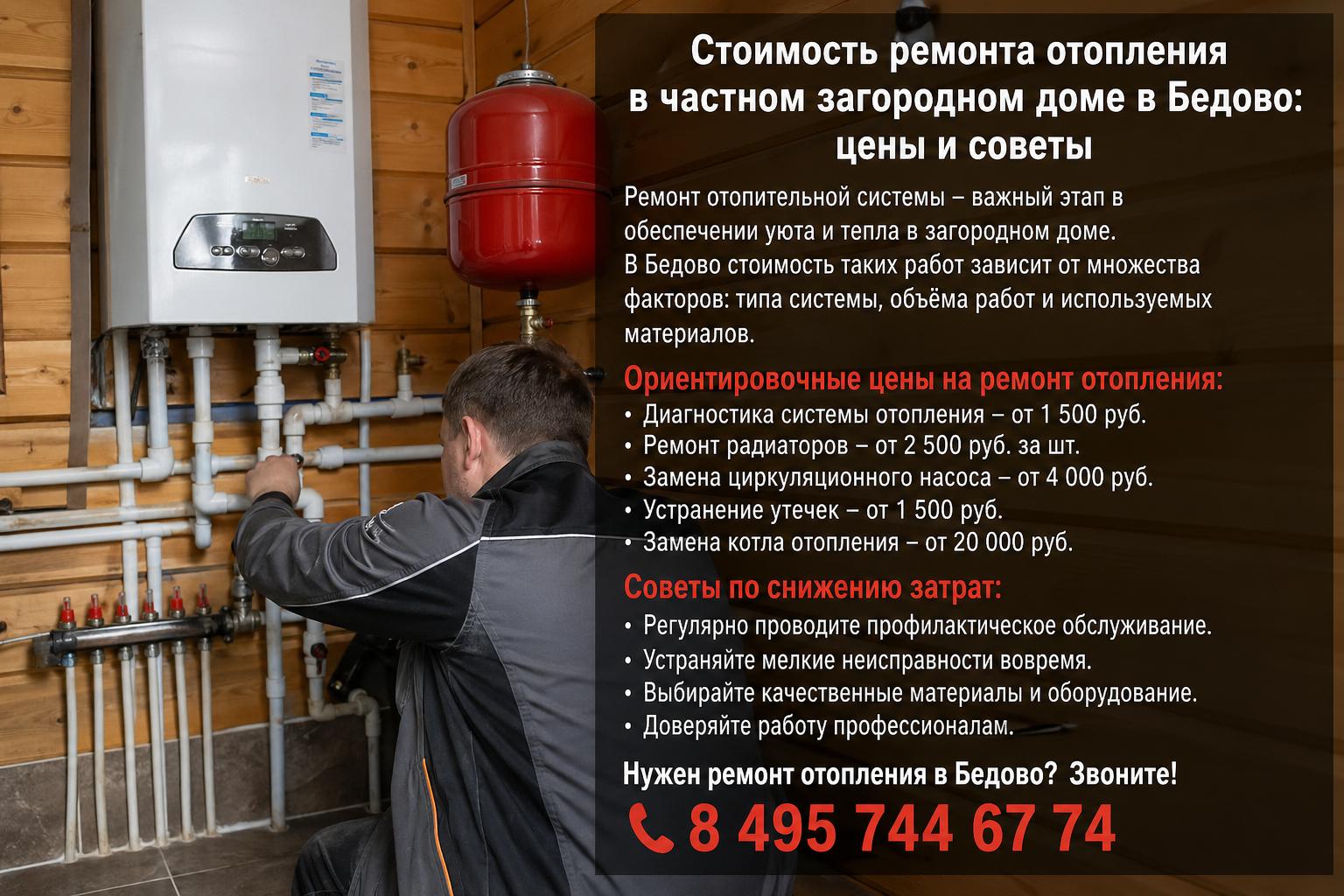 Сколько стоит ремонт отопления в частном загородном доме в Бедово: ориентиры и ключевые факторы цены