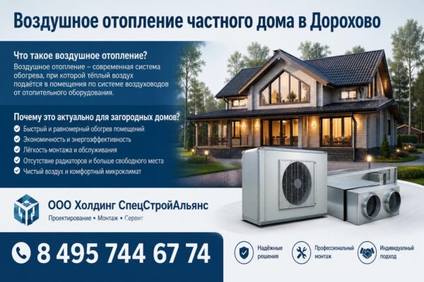 Воздушное отопление частного дома в Дорохово