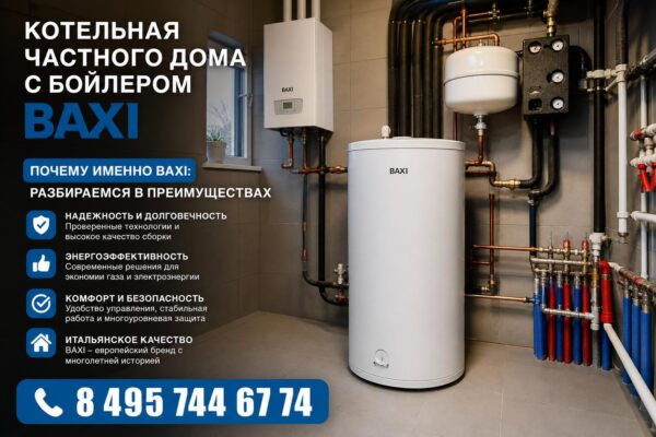 Котельная частного дома с бойлером Baxi