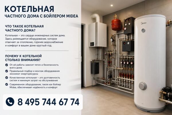 Котельная частного дома с бойлером Midea