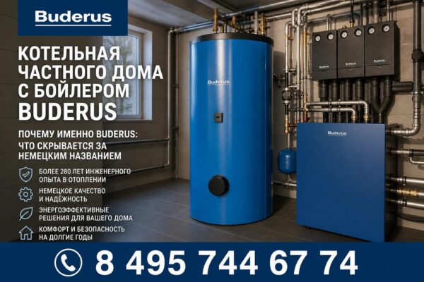 Котельная частного дома с бойлером Buderus