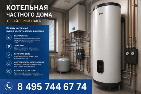 Котельная частного дома с бойлером Haier