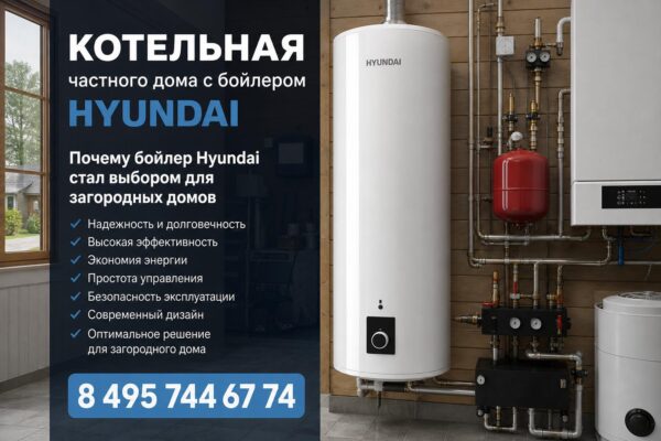 Котельная частного дома с бойлером Hyundai