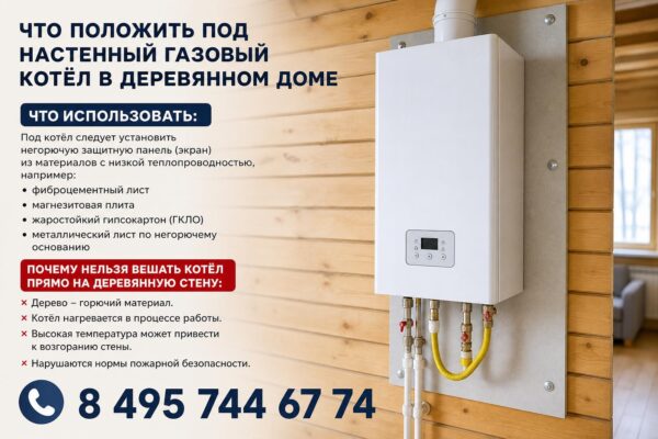 Что положить под настенный газовый котёл в деревянном доме