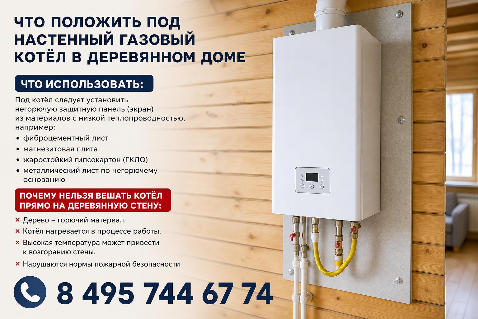 Почему нельзя вешать котёл прямо на деревянную стену