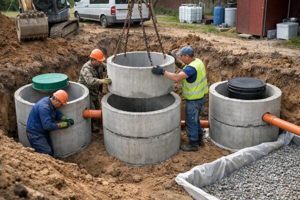 Устройство септика из бетонных колец