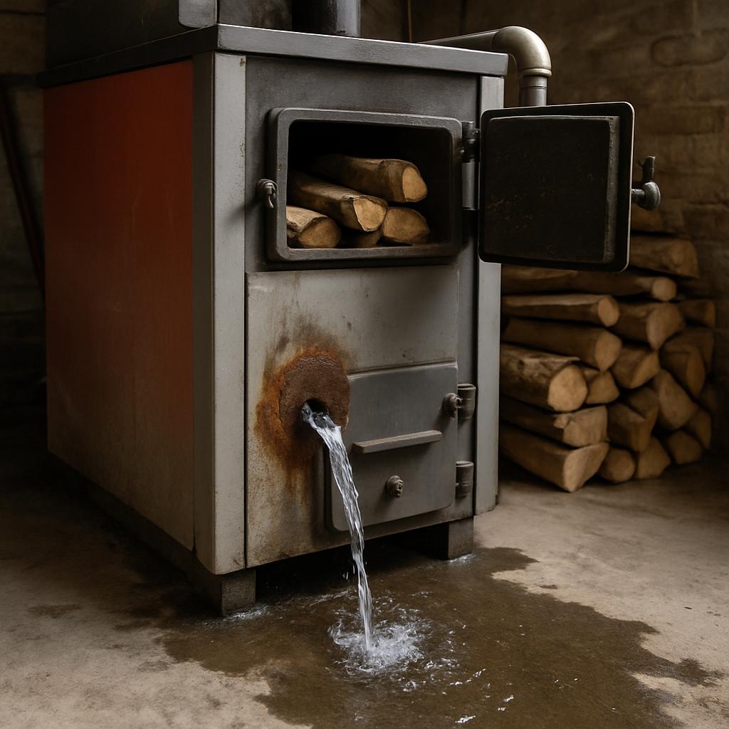Почему из дровяного котла течет вода