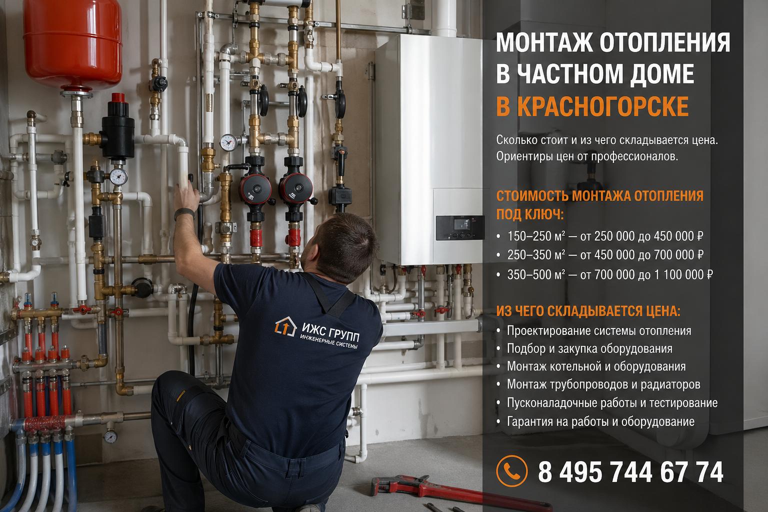 Сколько стоит монтаж отопления в частном доме в Красногорске — ориентиры цен от профессионалов