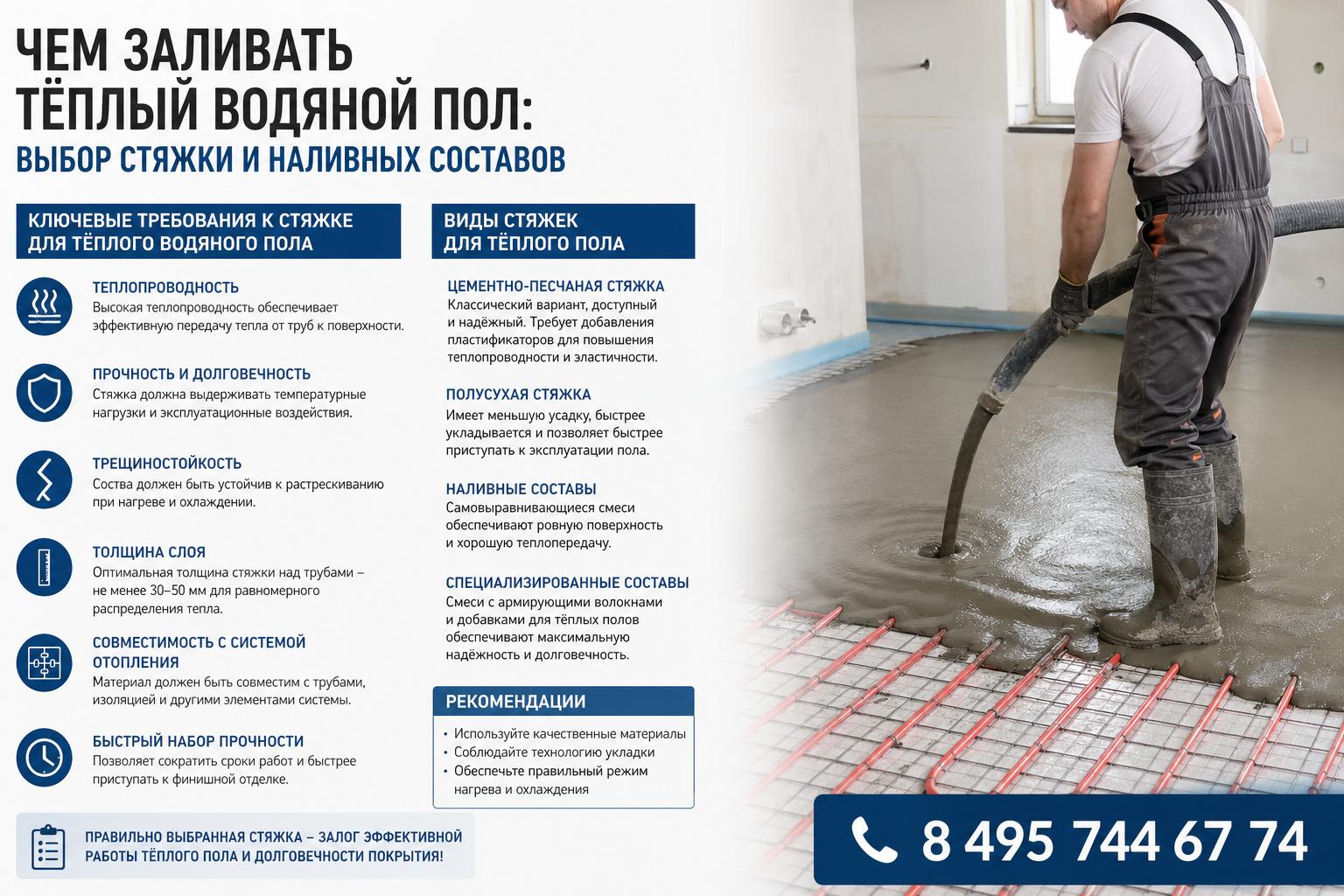 Ключевые требования к стяжке для тёплого водяного пола