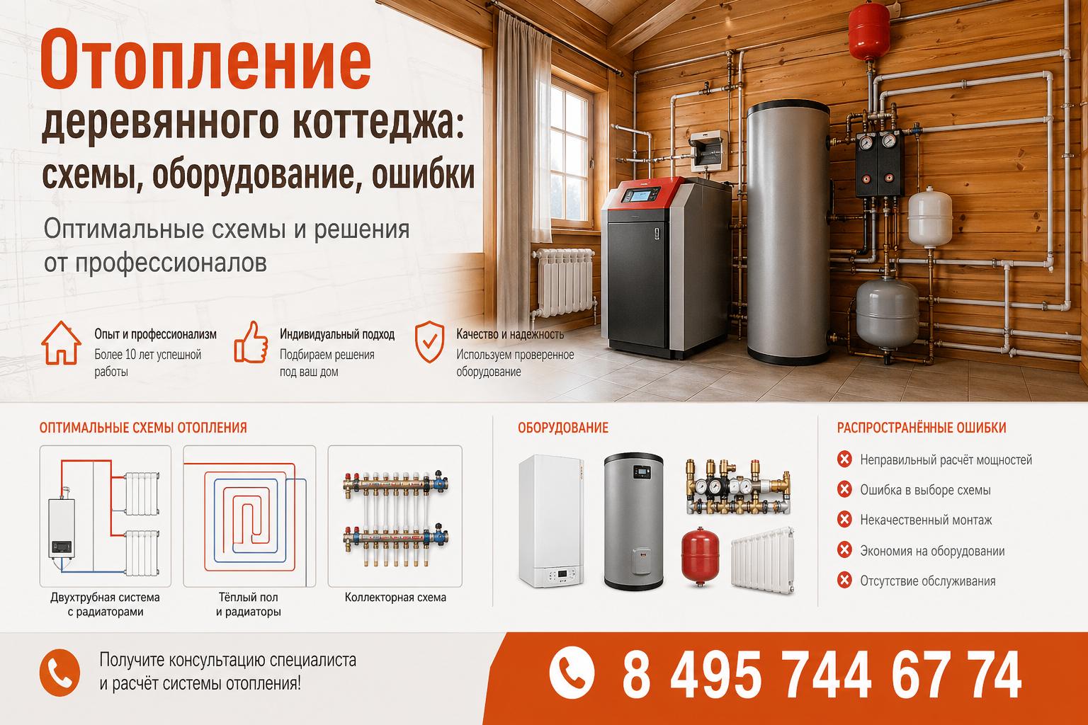 Отопление деревянного коттеджа: оптимальные схемы и решения от профессионалов