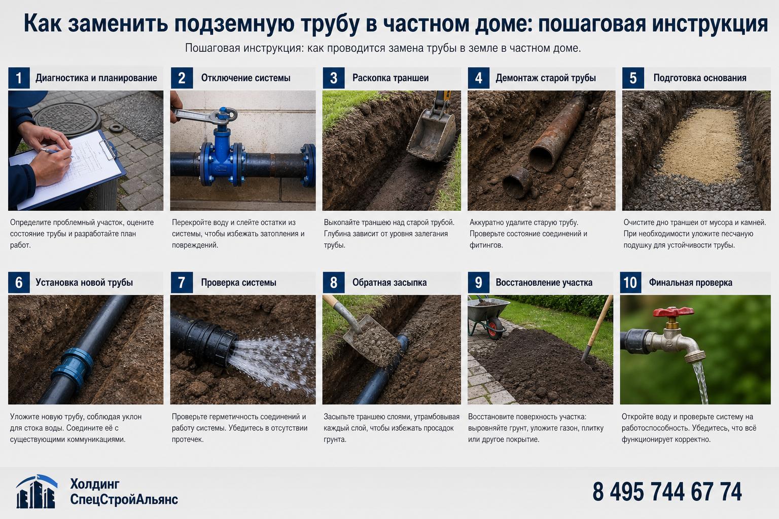 Пошаговая инструкция: как проводится замена трубы в земле в частном доме