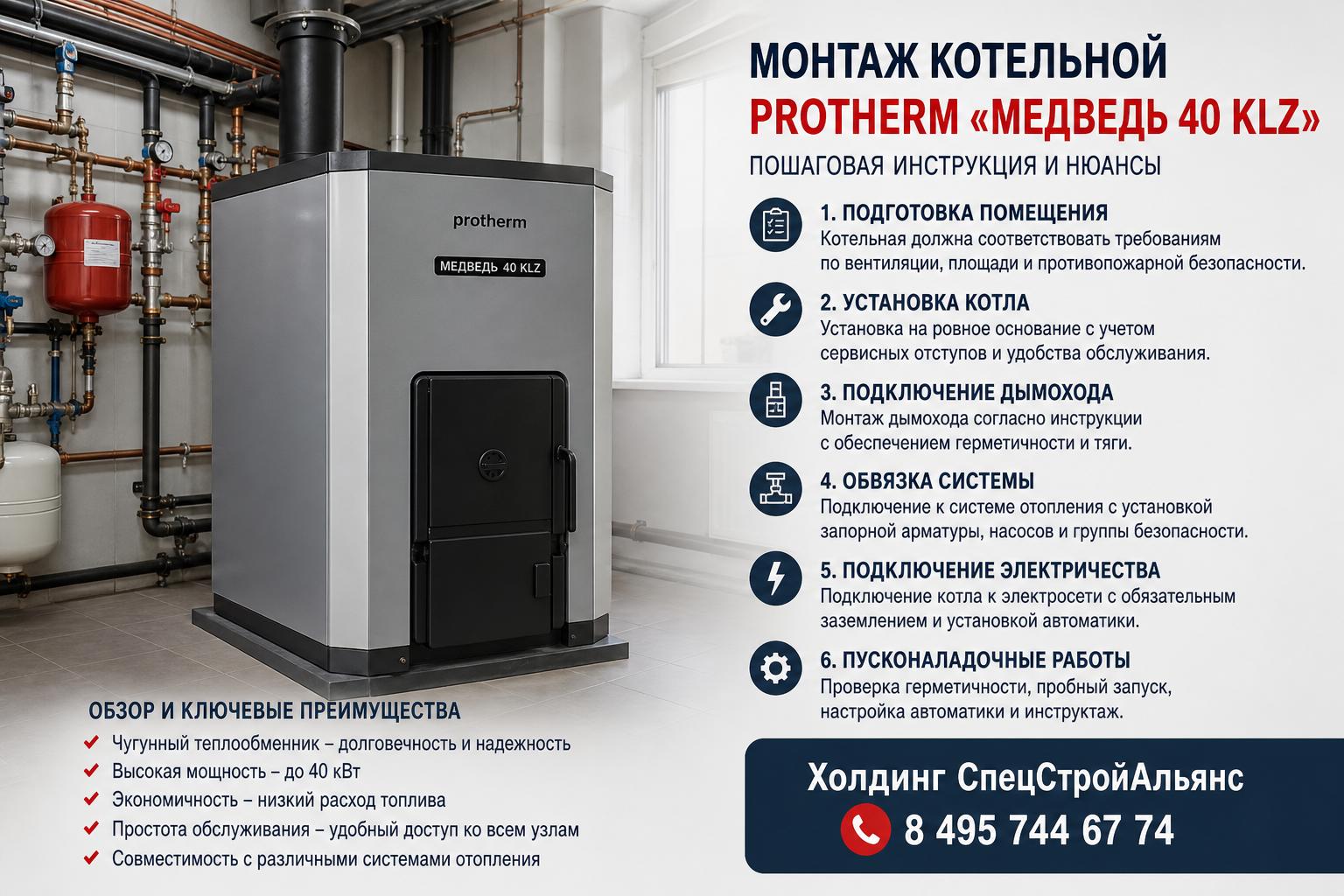 Монтаж котельной Protherm Медведь 40 KLZ: обзор и ключевые преимущества Монтаж котельной Protherm Медведь 40 KLZ: обзор и ключевые преимущества