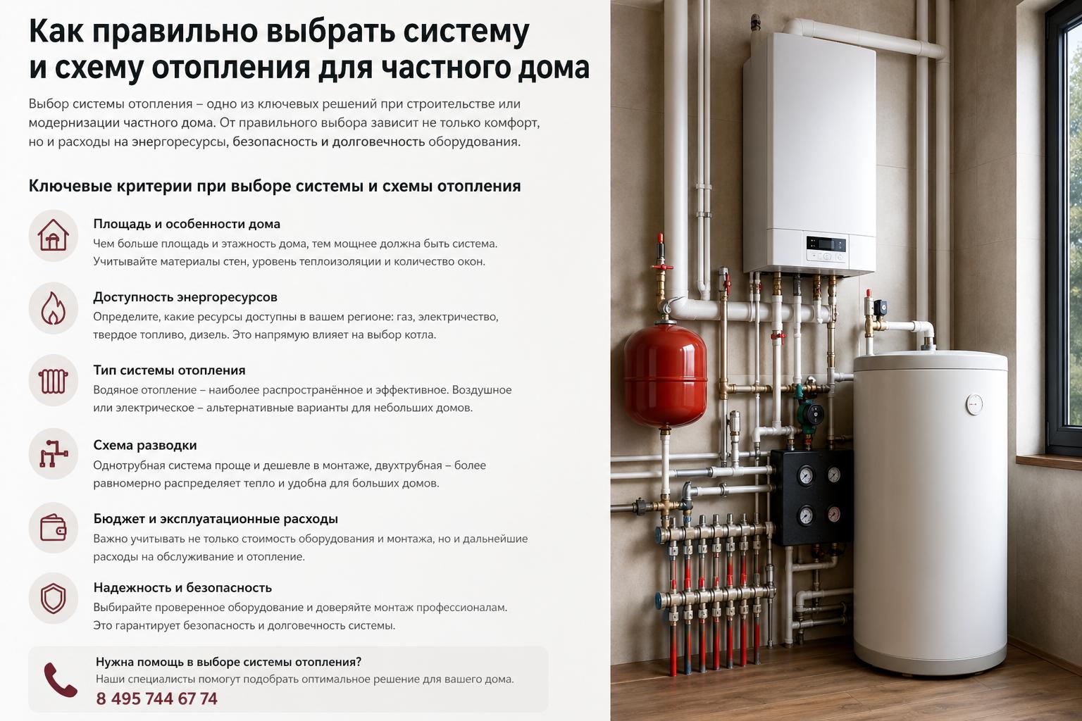 Ключевые критерии при выборе системы и схемы отопления для частного дома