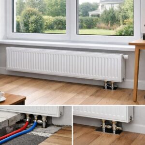 Стальной панельный радиатор с нижним подключением в пол