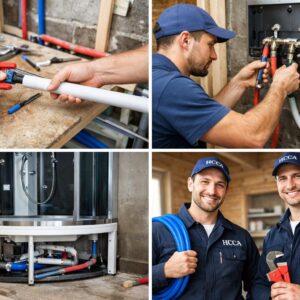 Монтаж труб к душевой кабине в частном доме