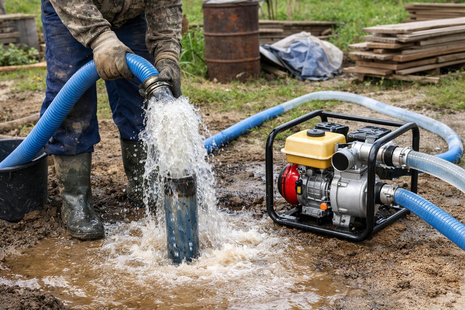 Прокачка скважины мотопомпой от ООО Холдинг СпецСтройАльянс — просто и эффективно