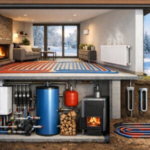 Комбинированное водяное отопление коттеджа