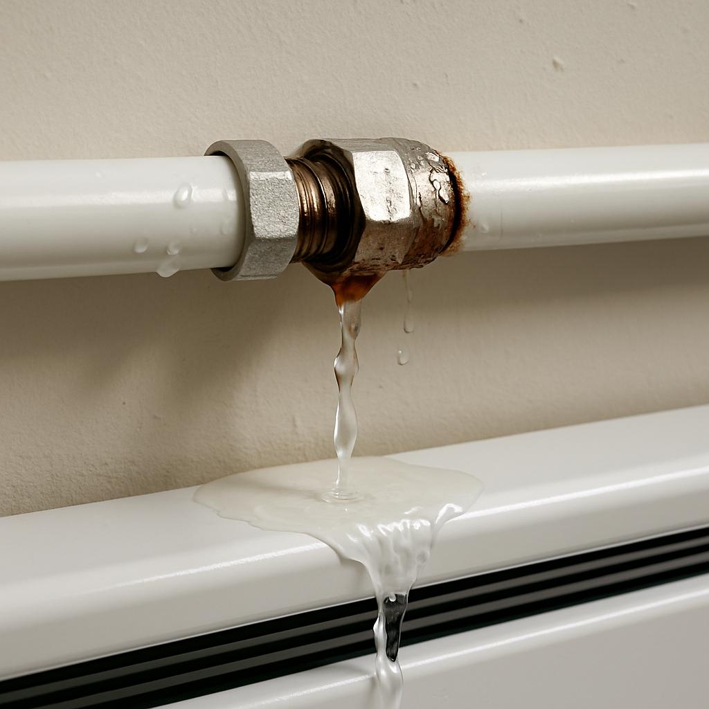 Протечки в местах соединений труб электрического отопления