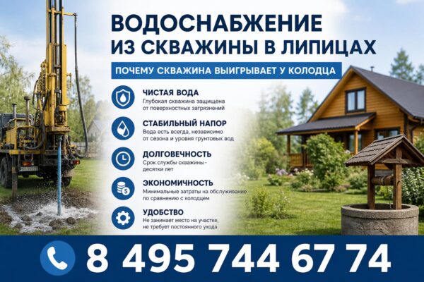 Водоснабжение из скважины в Липицах