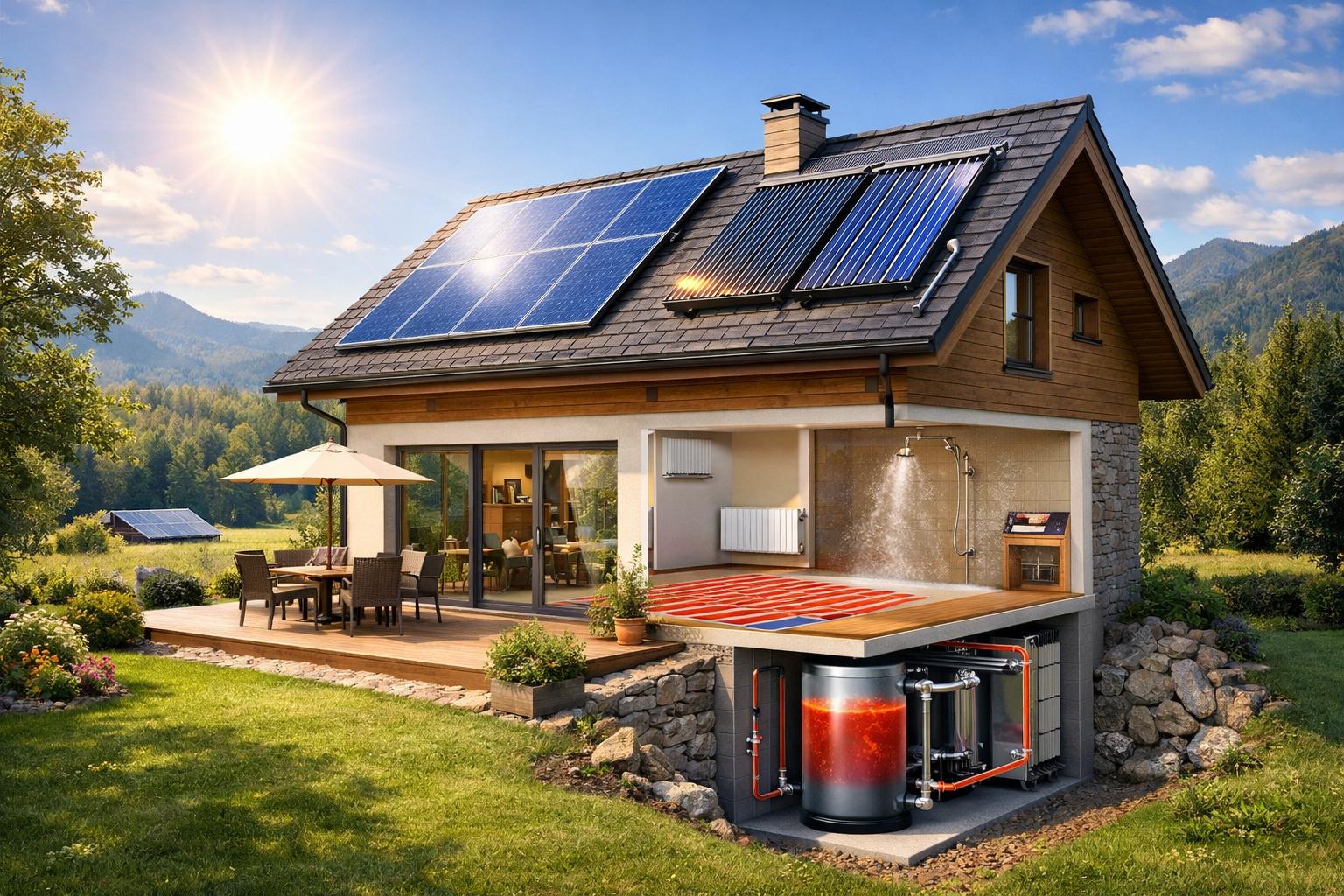 Почему солнечное отопление — выгодно для коттеджа круглый год