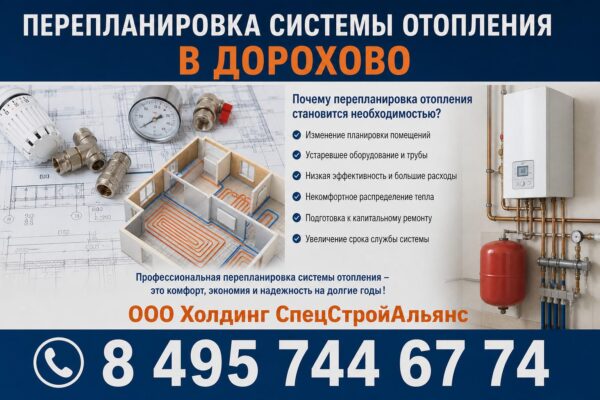 Перепланировка системы отопления в Дорохово